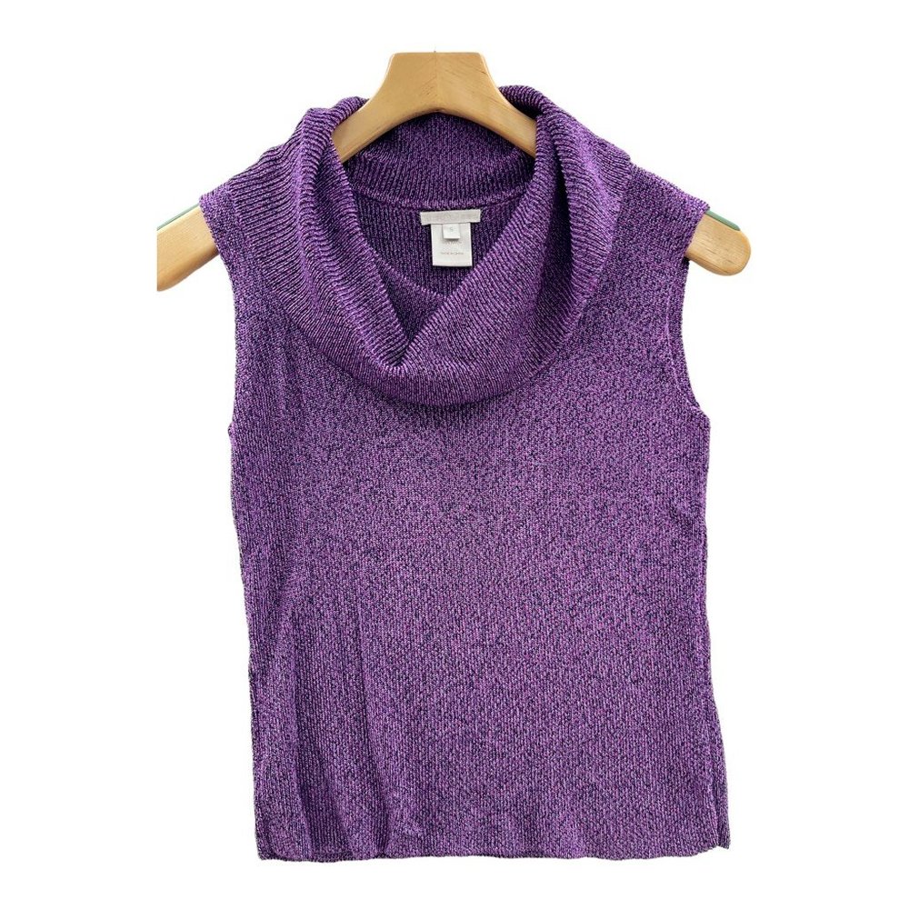 Austin Reed Womens Pullover Sweater Solid Purple Knit Sleeveless Cowl Neck‎ S